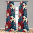 thumbnail image 2 of Floral Window Curtains, Hibiscus Flower Tropical Leaves Jungle Hawaiian Art Bohemian Aloha, Lightweight Decor 2-Panel Set with Rod Pocket, Pair of - 28"x95", Cadet Blue Cream and Ruby, by Ambesonne, 2 of 3