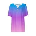 thumbnail image 6 of Blczomt Casual Tops for Women Trendy Summer Short Sleeve T Shirts Pink V Neck Gradient Button Womens Shirts, 6 of 6