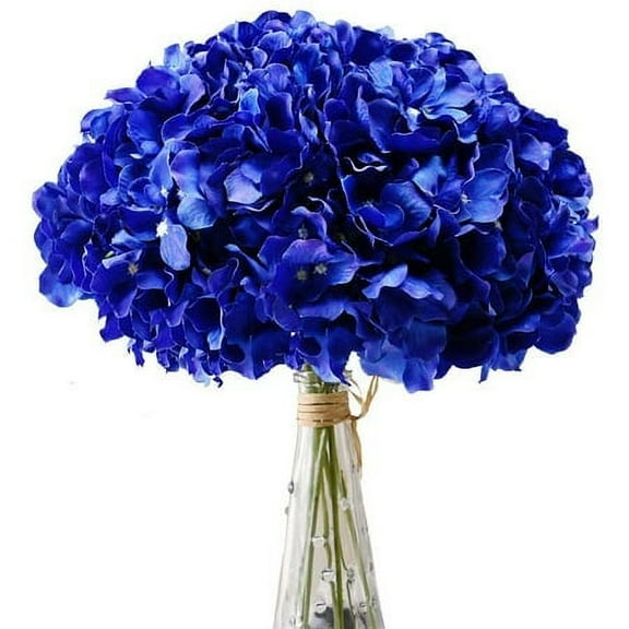 Morttic Hydrangea Silk Fake Flowers Heads with Stems, Artificial Flowers for Decoration Wedding Home Party Shop Baby Shower,Room Decor for Bedroom Aesthetic, Pack of 10, Royal Blue