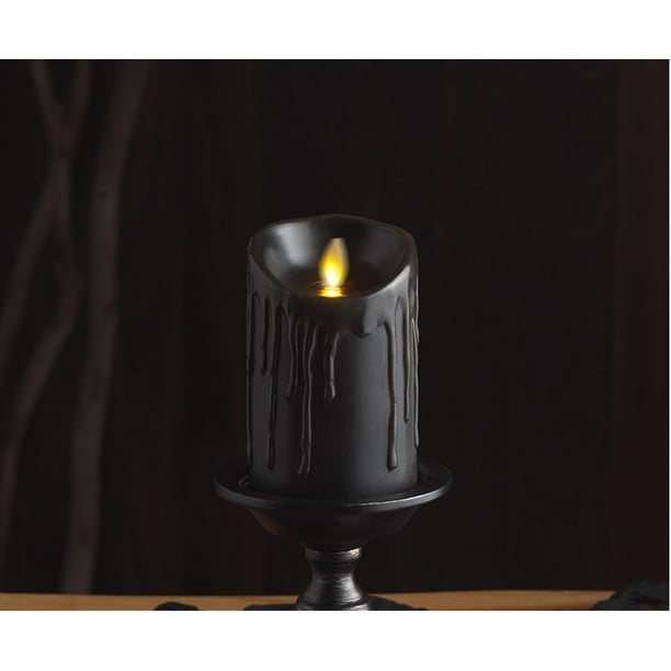 Vela LED sin Llama Luminara Negra 7.6x11.5 cm con Temporizador