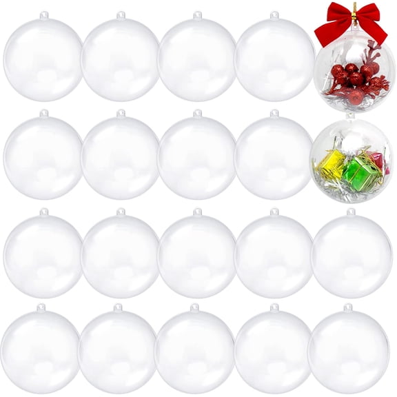 20 Pcs Clear Christmas Ornaments Plastic Fillable Christmas Ball Ornaments DIY Crafts for Christmas, New Year, Holiday, Wedding and Home Decor (8cm)