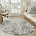 thumbnail image 2 of Nourison Concerto Abstract Ivory Grey Blue 6' x 9' Oval Area Rug (6x9), 2 of 9