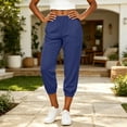 thumbnail image 6 of Womens Summer Pants Breathable Joggers Cotton Linen Trousers,Dark Blue Size L, 6 of 8
