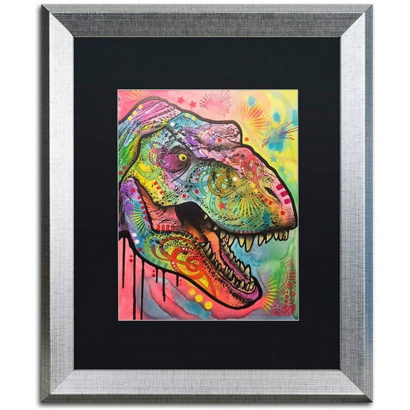 Trademark Fine Art "T Rex 1" Canvas Art by Dean Russo, Black Matte, Silver Frame