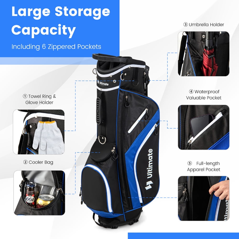 Yardi Yard Lightweight Golf Stand Bag with 14 Way Top Dividers and 6 Pockets-Blue, Lightweight Golf Stand Bag for Men & Women,Multiple Pockets, Lightweight & Durable