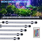 Waterproof LED Aquarium Light, Multicolor Fish Tank Light with Remote Control Dimmable, 16 RGB Colors Change, 11 Inches