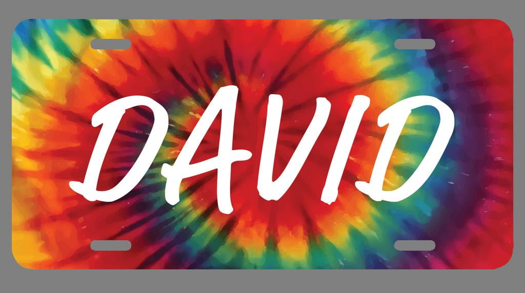 David Name Tie Dye Style License Plate Tag Vanity Novelty Metal UV