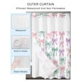 thumbnail image 2 of No Hook Cloth Fabric Shower Curtain with Snap in Liner, Pink Purple Teal Waterproof Shower Curtains Set with See Through Top Window, Watercolor Bow Farmhouse Bath Curtains Shower 72"x84", 2 of 6