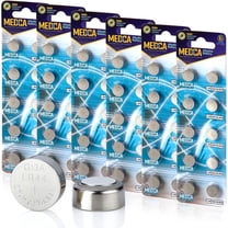 MEDca LR44 Batteries 60 Count Pack 1.5V Alkaline for Hearing Amplifiers - Silver