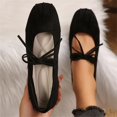 thumbnail image 3 of EKVAHL Women's Lace‑Up Ballet Flats, Bow Detail Mary Jane Shoes, Soft Sole All Season Casual Walking Flats Black, 3 of 6