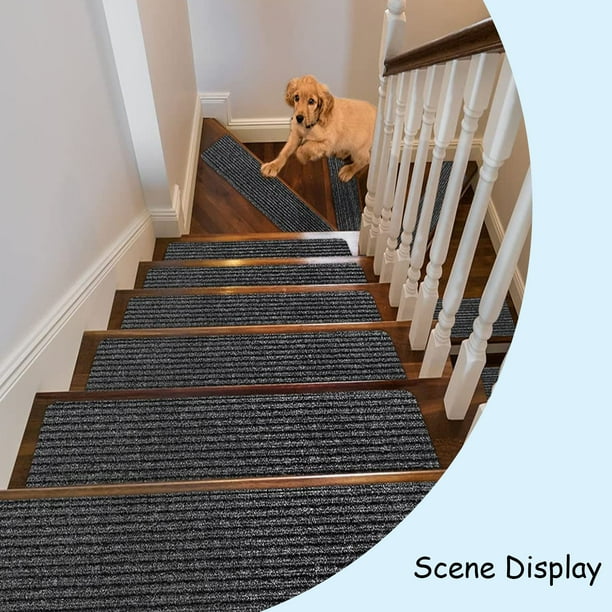 Indoor wooden stair treads, nonslip carpet stair treads for dogs