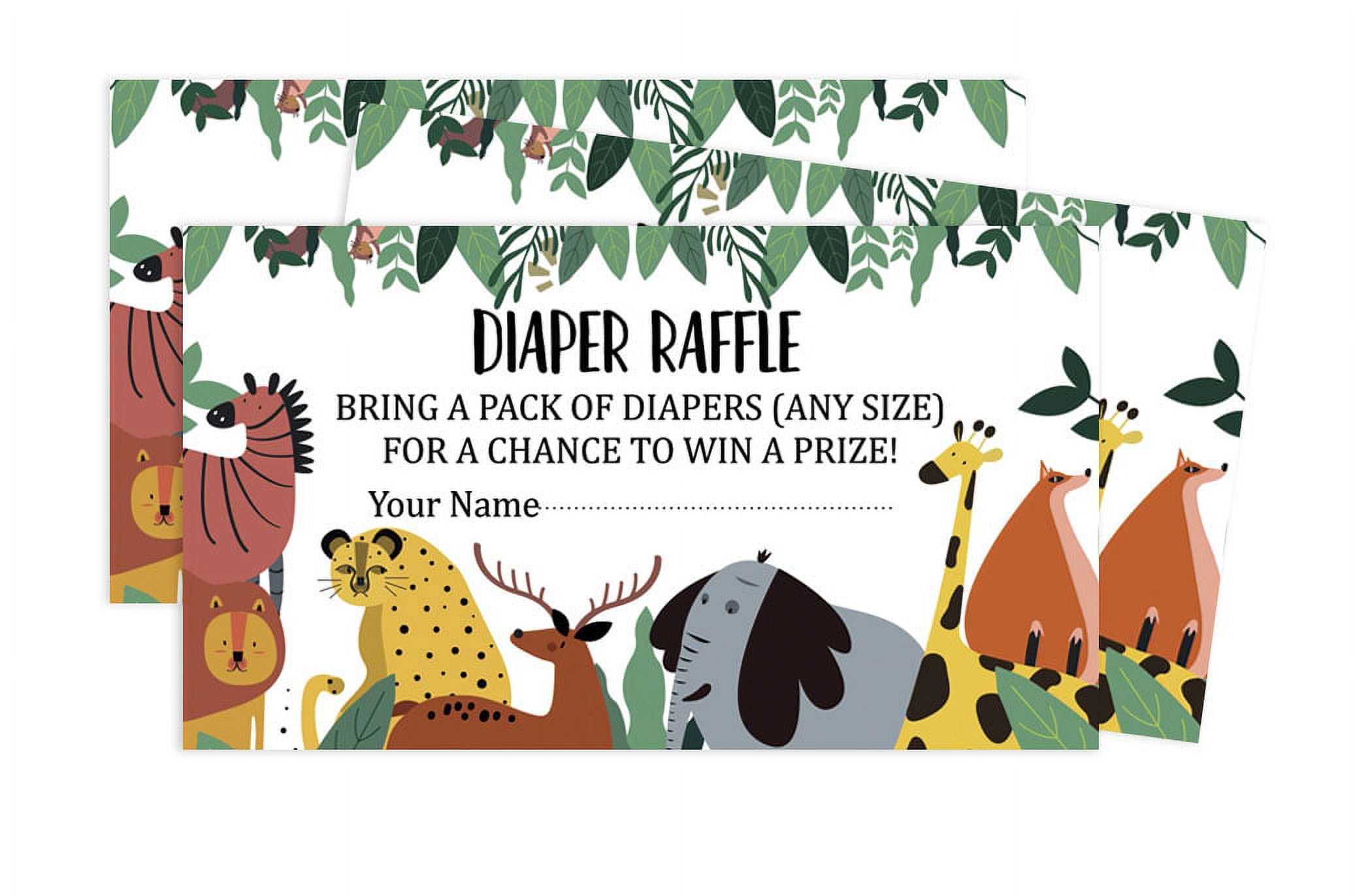 Inkdotpot 30Baby ShowerDiaper Raffle Ticket Lottery Insert Cards Supplies Games For Baby Shower Party Jungle Animals Bring A Pack Of Diapers To Win Favors Gifts And Prizes