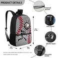thumbnail image 5 of Binienty Grey Baseball Print Kids Backpack 17 Inch for School Girls 4th Grade Large Capacity Bookbag with Built-in Laptop Pocket & Mesh Side Holders Lightweight Casual Daypack, 5 of 6
