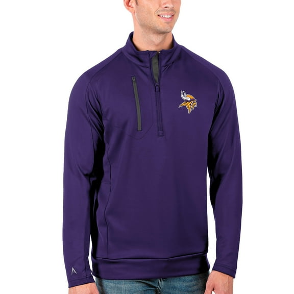 Men's Antigua Purple/Charcoal Minnesota Vikings Generation Quarter-Zip Pullover Jacket