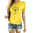 thumbnail image 1 of UKAP Ladies T Shirts Short Sleeve Tops Crew Neck Relax Fit Beach Tee Yellow XL, 1 of 2