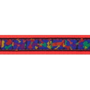 - Country Brook Design® 1 Inch Multi-Colored Bones Ribbon on Neon Orange Dog Leash Limited Edition - 6 Foot