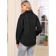 thumbnail image 3 of DARING DIVA Women's Turn-Down Collar Long Sleeve Button Down Jacket L Black, 3 of 6