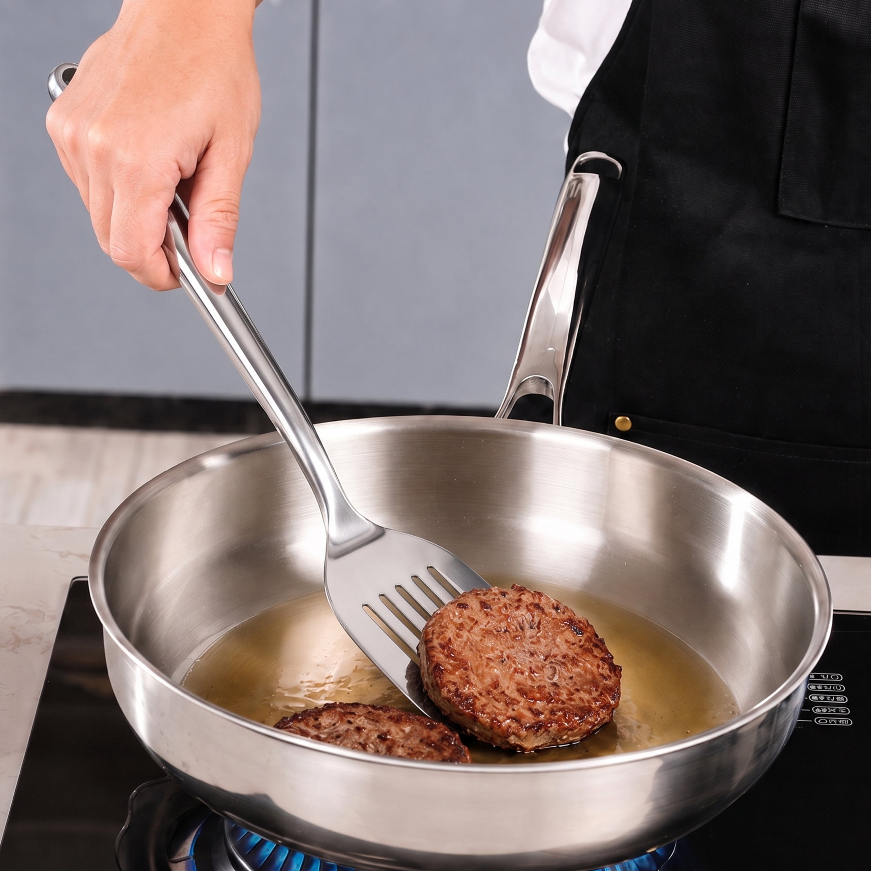 Mainstays Ergonomic Stainless Steel Slotted Turner Durable and Dishwasher Safe
