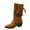 Brown, variant on Black Women'S Mid Calf Boots Fashion Winter Block Heel Retro Solid Color Casual Round Toe Slip On Boots