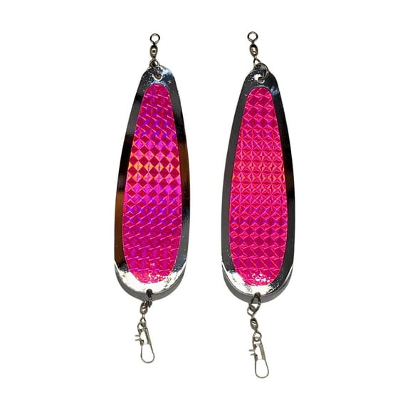 KOKOPROS (2 PK) Kokanee Salmon Finished Teardrop Fishing Flashers 5 ½ inch Chrome Plated (Hot Pink)