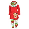 thumbnail image 2 of Girls 3 Piece Christmas Reindeer Legging Set Outfit (9 Years, Red), 2 of 5