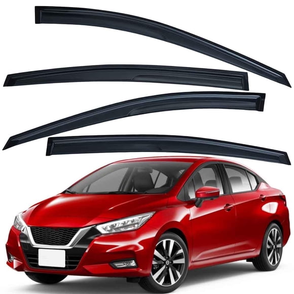 Lightronic Visière de Fenêtre à Ventilation Automatique Extra Durable pour Montage Extérieur, Compatible avec Nissan Versa Berline 2020-2025 (S/SR/SV), Protection UV et Protection contre la Pluie