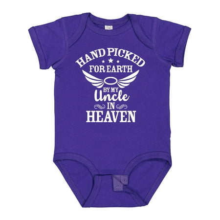 

Inktastic Handpicked for Earth by My Uncle in Heaven with Angel Wings Gift Baby Boy or Baby Girl Bodysuit