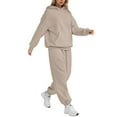 thumbnail image 3 of Womens 2 Piece Outfits Lounge Hoodie Sweatsuit Sets Oversized Sweatshirt Baggy Fall Fashion Hoodies & Sweatpants Beige M, 3 of 4