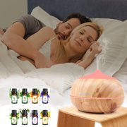 Aukfa Essential Oils diffusers Humidifier,Quiet Cool Mist,500ml Wood Grain Ultrasonic Aroma Air Water Vaporizer for Room,Fragrance Electric Diffusers with Oils for Home,Office,Pink