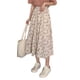 thumbnail image 1 of Falda larga con estampado floral, cintura alta elástica, corte A, suave, transpirable, para mujer, para ir de compras, citas, uso diario, falda XL, 1 of 12