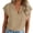 Khaki, variant on Women's V-Neck Raglan Sleeve Solid Color Top, Casual Loose Fit, Lightweight Fabric, Everyday Summer T-Shirt Khaki M