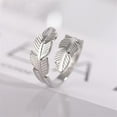thumbnail image 4 of Feather Stainless Steel Statement Rings Angel Wings Leaves Wrap Open Adjustable Finger Engagement Couple Ring for Women Men Cocktail Party Jewelry Fashion Gifts for Birthday Christmas, 4 of 8