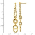 thumbnail image 2 of 14k Solid Yellow Gold Polished and Textured Dangle Post Earrings 50.55x8.59mm Wide Dangle Earring for Women, 2 of 2