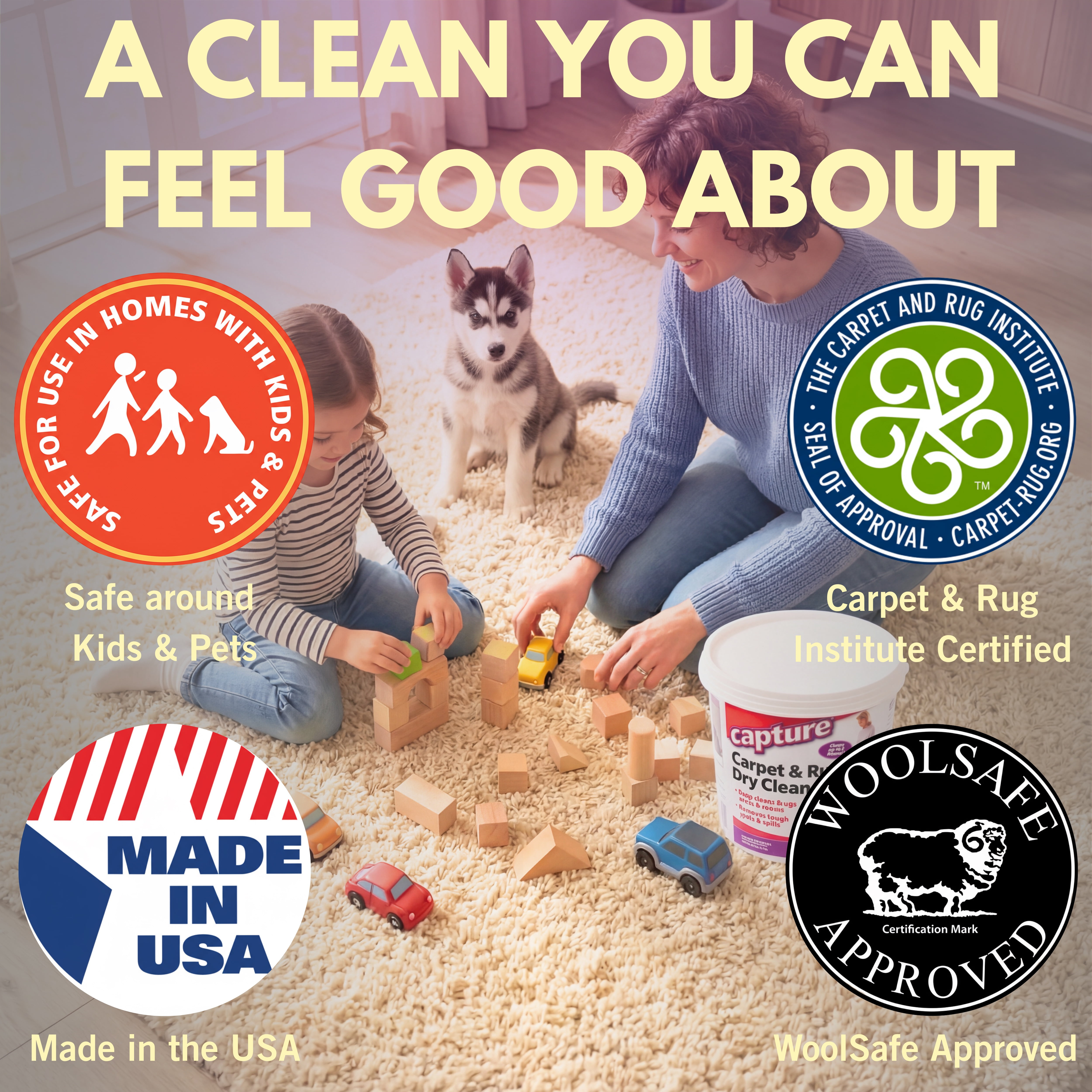 Capture Carpet Cleaning Powder, Fresh Scent, Safe For Use in Homes With Kids and Pets, 2.5 lbs
