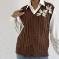 thumbnail image 4 of Neewe Sweater Vest for Women V Neck Sleeveless Knit Solid Casual Flower Pullover Tops, 4 of 9
