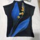 thumbnail image 5 of Miyake - Camiseta de verano para mujer, nueva, plisada, con estampado de manga corta, estilo coreano, holgada, de alta gama, con cuello medio alto, 5 of 5