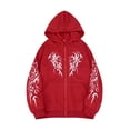 thumbnail image 2 of FASHOFT Y2k Gothic Graphic Hoodies for Men Drop Shoulder Loose Fit Zip up Sweatshirt Hip Hop Streetwear Long Sleeve Pullover Tops Red XXXL, 2 of 3