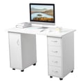 thumbnail image 5 of IVV Manicure Table Nail Desk on Wheels w/Drawers, Cabinet & Wrist Rest, Spa Salon Beauty Wooden Technician Workstation Home Office Computer Desk, White, 5 of 10
