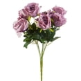 thumbnail image 2 of Enova Home 20" Mixed Artificial Silk Roses Faux Flowers Bush for Home Office Wedding Decoration (Purple), 2 of 3