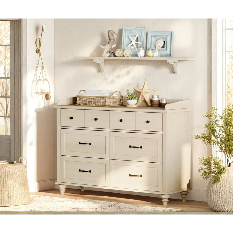 Set of 2 Dressers with 12 Drawers, Wooden Kids Dresser for Kids Room Living Room, Beige