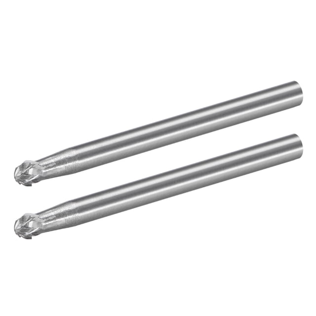 Fresas de carburo de doble corte, fresas rotativas en forma de bola, diámetro del vástago de 1/8", cabeza de 1/8", 2 piezas