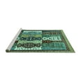 thumbnail image 2 of Ahgly Company Machine Washable Indoor Round Abstract Turquoise Blue Modern Area Rugs, 3' Round, 2 of 4
