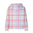 thumbnail image 4 of Lovskoo Women's Drawstring Sweatshirt Plaid Printed Long Sleeve Hooded Pullover Tops with Pockets Sky Blue, 4 of 6