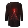 thumbnail image 6 of VKOYWKM Womens Christmas 3/4 Sleeve Tops Merry Christmas Tree Graphic Crewneck Fall T-Shirts Funny Family Party Matching Top Blouse, 6 of 6