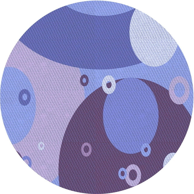 Ahgly Tapis Rond Lavable en Machine Intérieur Transitionnel Bleu Ardoise, 4 Pieds Rond