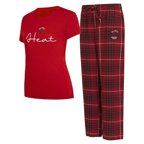 Women's Concepts Sport Red/Black Miami Heat Vector Top & Flannel Pants Sleep Set