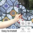 thumbnail image 3 of DKTIE 17.7"x78.7" Blue Bohemian Style Decorative Sunshade Privacy Window Film, UV & Heat Protection, Static Cling & Removable | for Home, Balcony, 3 of 8