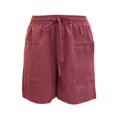 thumbnail image 4 of YVNAURA Womens High Rise Loose Fit Shorts with Pockets Solid Color Elastic Waist Drawstring Casual Summer Beach Vacation Travel Lounge Shorts,B,L, 4 of 5