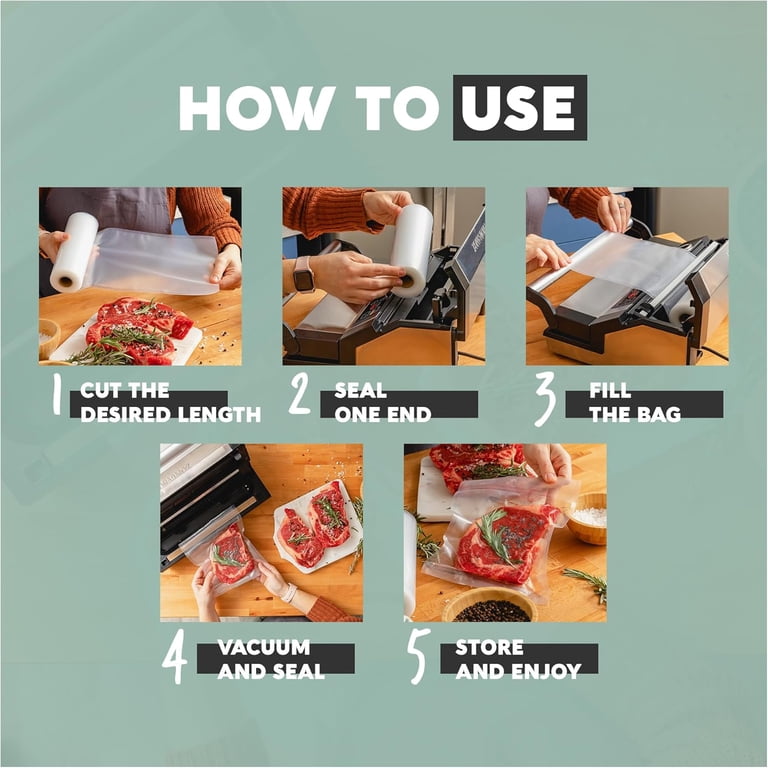Textured Vacuum Sealer Rolls - 2 Pack, 20cm X 6 Meters Each (BPA-Free Plastic) 9 thumbnail image