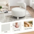 thumbnail image 3 of Pawverly Modern Armless Accent Chair, Teddy Fabric Upholstered Slipper Chair with Curved Backrest and Solid Wood Legs for Bedroom, Living Room, Vanity, White, 3 of 10